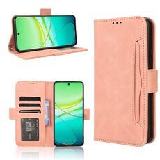 Per vivo Y58 5G Custodia in pelle con slot per schede e texture in vitello (rosa)