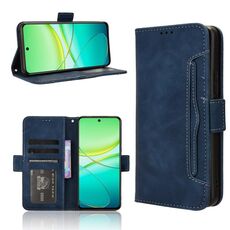 Per vivo Y58 5G Custodia in pelle con slot per schede e texture in vitello (blu)