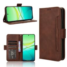 Per vivo Y58 5G Custodia in pelle con slot per schede e texture in vitello (marrone)