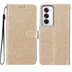 Per OPPO Reno12 Global Glitter Powder Flip Custodia in pelle per telefono (oro)