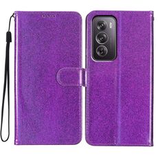 Per OPPO Reno12 Pro Custodia per telefono in pelle con glitter globale (viola)