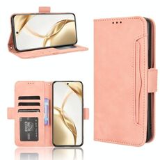 Custodia in pelle per telefono cellulare con slot per schede e texture in vitello per Honor 200 5G (rosa)