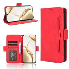 Custodia in pelle per telefono cellulare con slot per schede e texture in vitello per Honor 200 5G (rosso)