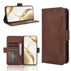 Custodia in pelle per telefono cellulare con slot per schede e texture in vitello per Honor 200 5G (marrone)