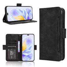 Custodia per telefono in pelle con slot per schede e texture in vitello per Honor X60i 5G (nero)