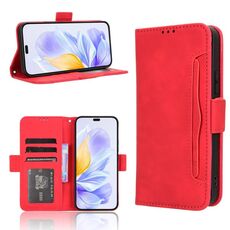 Custodia per telefono in pelle con slot per schede e texture in vitello per Honor X60i 5G (rosso)