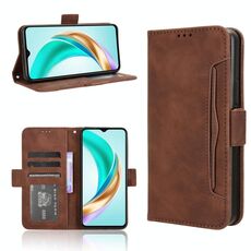 Custodia in pelle per telefono cellulare con slot per schede e texture in vitello per Honor X6b 4G (marrone)