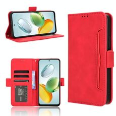 Custodia per telefono in pelle con slot per carte e texture in vitello per Honor Play 60 Plus (rosso)