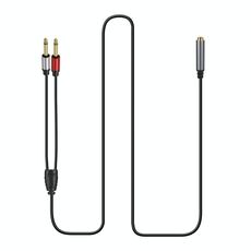 Cavo adattatore audio mono da 0,3 m, 6,35 mm TRS stereo femmina a 2 x 6,35 mm TS maschio (nero)