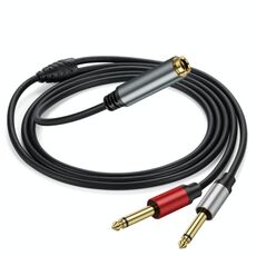 Cavo adattatore audio mono da 3 m 6,35 mm TRS stereo femmina a 2 x 6,35 mm TS maschio (nero)