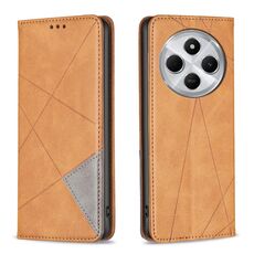 Per Redmi 14C 4G Custodia per telefono in pelle magnetica con trama a rombo (giallo)
