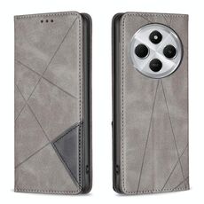 Per Redmi 14C 4G Custodia per telefono in pelle magnetica con trama a rombo (grigio)