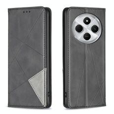 Per Redmi 14C 4G Custodia per telefono in pelle magnetica con trama a rombo (nero)
