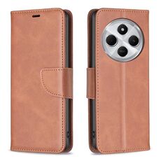 Per Redmi 14C 4G Custodia per telefono in pelle a conchiglia con texture in pelle di agnello di colore puro (marrone)