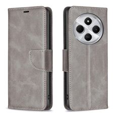 Per Redmi 14C 4G Custodia per telefono in pelle a conchiglia con texture in pelle di agnello di colore puro (grigio)