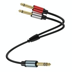 Cavo audio adattatore splitter Y mono TS maschio da 6,35 mm placcato oro da 0,3 m (nero)