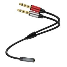 Cavo audio adattatore splitter mono Y da 3,5 mm TRS femmina a 2 x 6,35 mm TS maschio placcato oro da 0,3 m (nero)