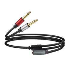 Cavo audio adattatore splitter mono Y da 3,5 mm TRS femmina a 2 x 6,35 mm TS maschio placcato oro da 1 m (nero)