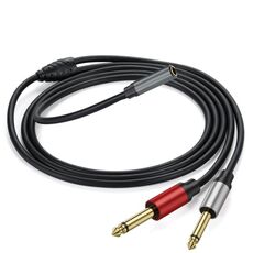 Cavo audio adattatore splitter mono Y da 3,5 mm TRS femmina a 2 x 6,35 mm TS maschio placcato oro da 2 m (nero)