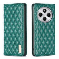 Per Redmi 14C 4G Custodia a Flip in Pelle Magnetica con Reticolo di Diamante (Verde)