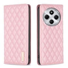 Per Redmi 14C 4G Custodia a Flip in Pelle Magnetica con Reticolo di Diamante (Rosa)