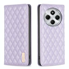 Per Redmi 14C 4G Custodia a portafoglio magnetica in pelle con motivo a reticolo diamantato (viola)
