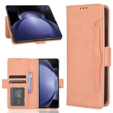 Per Samsung Galaxy Z Fold6 Custodia in pelle con slot per schede e texture in vitello (rosa)
