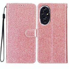 Custodia in pelle flip glitterata per Honor 200 (oro rosa)