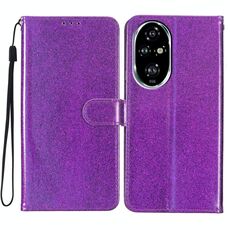 Custodia in pelle flip glitterata per Honor 200 Pro (viola)