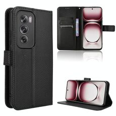 Per OPPO Reno12 5G Custodia per telefono in pelle con texture a diamante globale (nero)
