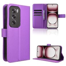 Per OPPO Reno12 5G Custodia per telefono in pelle con texture a diamante globale (viola)