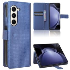 Per Samsung Galaxy Z Fold6 Custodia per telefono in pelle con texture a diamante (blu)