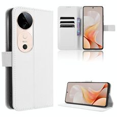 Per vivo S19 5G Custodia per telefono in pelle con trama a diamante (bianco)