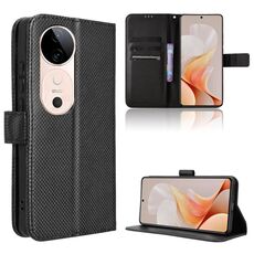 Per vivo S19 5G Custodia per telefono in pelle con trama a diamante (nero)