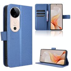 Per vivo S19 5G Custodia per telefono in pelle con trama a diamante (blu)