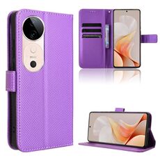 Per vivo S19 5G Custodia in pelle con texture a diamante (viola)