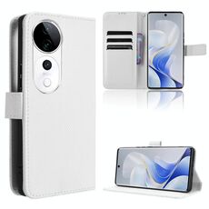 Per vivo S19 Pro 5G / V40 5G Custodia per telefono in pelle con trama a diamante (bianca)