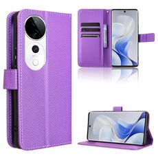 Per vivo S19 Pro 5G / V40 5G Custodia per telefono in pelle con texture a diamante (viola)