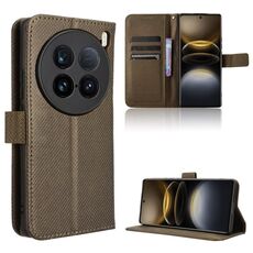 Per vivo X100 Ultra 5G Custodia in pelle con texture a diamante (marrone)