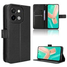 Per vivo Y28 4G Custodia in pelle con texture a diamante (nero)