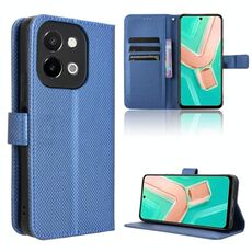 Per vivo Y28 4G Custodia in pelle con texture a diamante (blu)