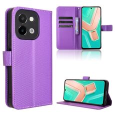 Per vivo Y28 4G Custodia in pelle con texture a diamante (viola)