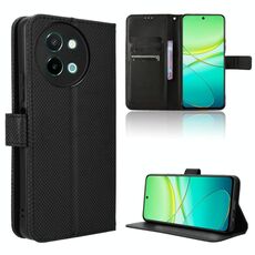 Per vivo Y58 5G Custodia per telefono in pelle con trama a diamante (nero)