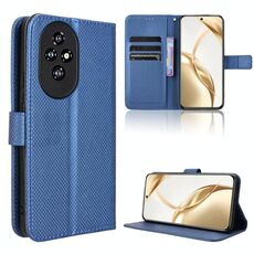 Custodia per telefono in pelle con texture a diamante per Honor 200 5G (blu)