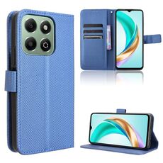 Per Honor X6b 4G Custodia in pelle con texture a diamante (blu)
