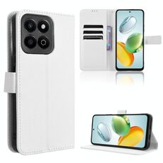 Custodia per telefono in pelle con texture a diamante per Honor Play 60 Plus (bianca)
