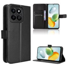 Custodia per telefono in pelle con texture a diamante per Honor Play 60 Plus (nero)