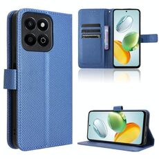 Custodia per telefono in pelle con texture a diamante per Honor Play 60 Plus (blu)