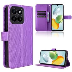 Custodia per telefono in pelle con texture a diamante per Honor Play 60 Plus (viola)