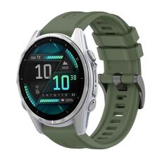 Per Garmin Fenix ​​8 AMOLED 43mm Pure Color Fibbia in acciaio 20mm Cinturino in silicone (verde scuro)